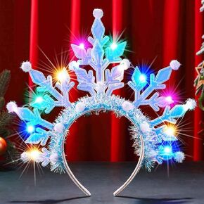GORTIN Snowflake Light up Headbands LED Christmas Headband Xmas Headpiece Holiday Hair Band Christmas Hair Accessories for Wome