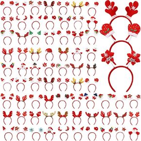Giegxin 80 Pcs Christmas Headbands Holiday Headbands with Different Designs Christmas Accessories Christmas Head Hat Toppers Santa Reindeer Hair Hoop for Xmas Party Favors Decoration Adult Women