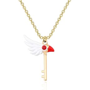 FAADBUK Anime Card Captor Sakura Jewelry Kinomoto Sakura Star Wand Necklace Card Captor Sakura Keychain Card Captor Sakura Lover Gift (Sakura Star NK -S)