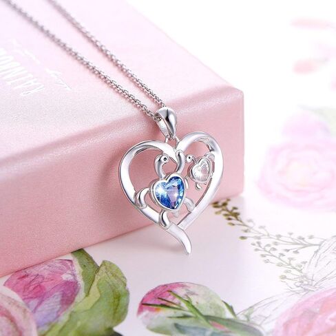 Mother Daughter Necklace Sterling Silver Sea Turtles/Bunny Rabbits/Axolotl/Otter/Llama Cute Animal Mother Son Necklace Turtle Motherhood Jewelry Mother's Day Gifts for Mother Wife Daughter Women in Kuwait