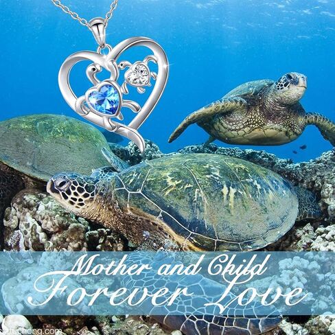 Mother Daughter Necklace Sterling Silver Sea Turtles/Bunny Rabbits/Axolotl/Otter/Llama Cute Animal Mother Son Necklace Turtle Motherhood Jewelry Mother's Day Gifts for Mother Wife Daughter Women in Kuwait