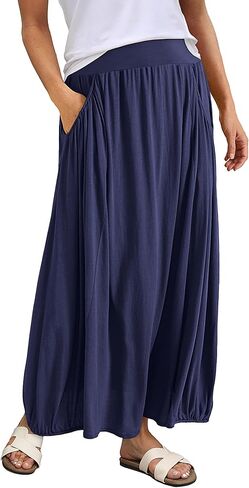 ANRABESS Women's Summer 2025 High Waisted Long Maxi Skirts Trendy Casual Ankle Length Beach Flowy Boho Skirt with Pockets in Saudi Arabia