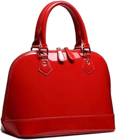 Patent Leather Dome Satchel Purse Zip-around Handbag Multi-Pocket Shoulder Bag Shiny Large Top-handle Shell Bag in Saudi Arabia