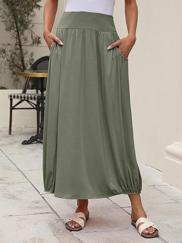 ANRABESS Women's Summer 2025 High Waisted Long Maxi Skirts Trendy Casual Ankle Length Beach Flowy Boho Skirt with Pockets in Saudi Arabia