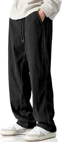HOTake Men's Casual Corduroy Pants Drawstring Elastic Waist Fashion Loose Pants for Men in Saudi Arabia
