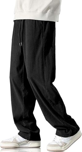 HOTake Men's Casual Corduroy Pants Drawstring Elastic Waist Fashion Loose Pants for Men in Saudi Arabia