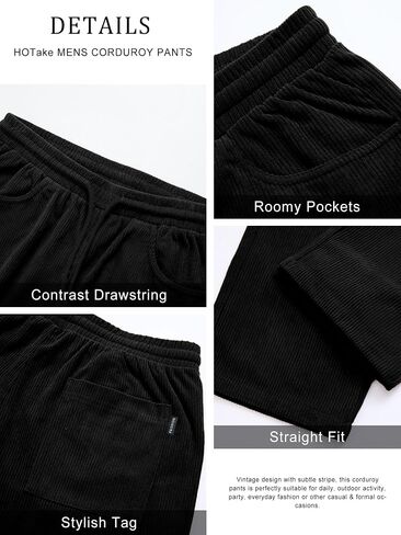 HOTake Men's Casual Corduroy Pants Drawstring Elastic Waist Fashion Loose Pants for Men in Saudi Arabia