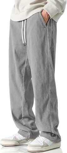 HOTake Men's Casual Corduroy Pants Drawstring Elastic Waist Fashion Loose Pants for Men in Saudi Arabia