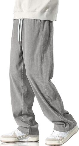 HOTake Men's Casual Corduroy Pants Drawstring Elastic Waist Fashion Loose Pants for Men in Saudi Arabia