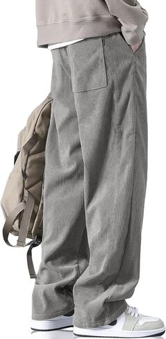 HOTake Men's Casual Corduroy Pants Drawstring Elastic Waist Fashion Loose Pants for Men in Saudi Arabia