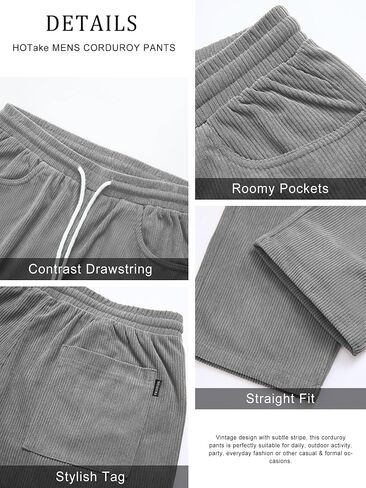 HOTake Men's Casual Corduroy Pants Drawstring Elastic Waist Fashion Loose Pants for Men in Saudi Arabia