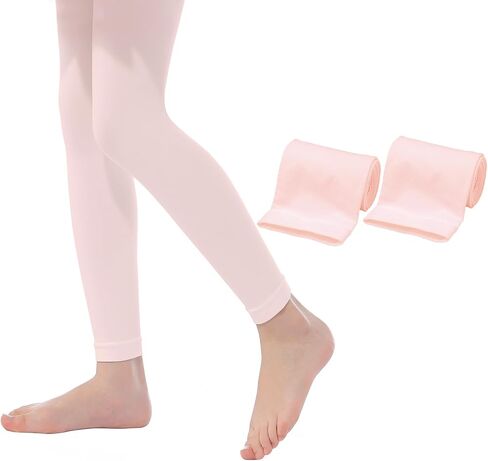 2 Pairs Ballet Tights for Girls Footless Tights Ultra Soft Dance Tights for Toddler Kids 2-13 Years in Saudi Arabia