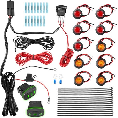 مجموعة إشارة الانعطاف ATV UTV السلكية مسبقًا، مجموعة قانونية عالمية للشارع مع مفتاح هزاز وصمام مرحل، متوافقة مع Polaris RZR Ranger Turbo Can-Am SxS، (مفتاح رأسي وأفقي) in Kuwait
