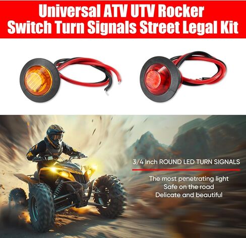 مجموعة إشارة الانعطاف ATV UTV السلكية مسبقًا، مجموعة قانونية عالمية للشارع مع مفتاح هزاز وصمام مرحل، متوافقة مع Polaris RZR Ranger Turbo Can-Am SxS، (مفتاح رأسي وأفقي) in Kuwait