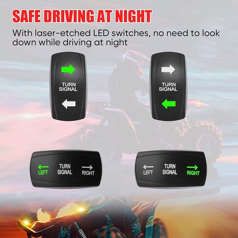 مجموعة إشارة الانعطاف ATV UTV السلكية مسبقًا، مجموعة قانونية عالمية للشارع مع مفتاح هزاز وصمام مرحل، متوافقة مع Polaris RZR Ranger Turbo Can-Am SxS، (مفتاح رأسي وأفقي) in Kuwait