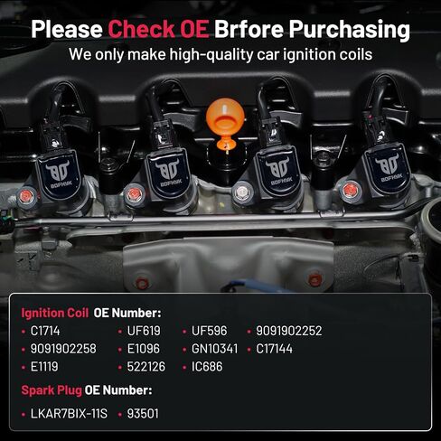 حزمة ملف الإشعال BDFHYK UF596 وشمعات إشعال إيريديوم 93501 متوافقة مع Toyota CT200h Corolla Matrix Prius Prius Plug-In Prius V Lexus CT200h Scion xD 1.8L L4، مجموعات من 4 in Saudi Arabia