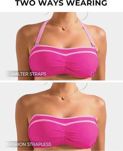 SUUKSESS Women High Waited Bandeau Bikini Sets Halter High Cut 2 Piece Swimsuit in Saudi Arabia