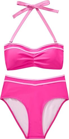 SUUKSESS Women High Waited Bandeau Bikini Sets Halter High Cut 2 Piece Swimsuit in Saudi Arabia