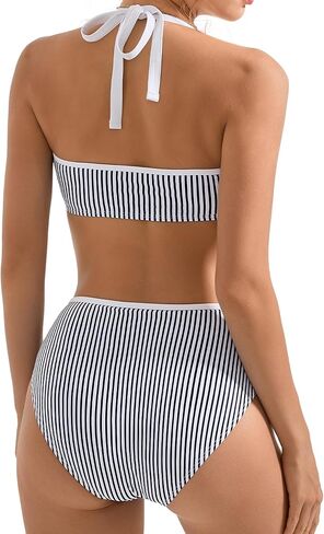 SUUKSESS Women High Waited Bandeau Bikini Sets Halter High Cut 2 Piece Swimsuit in Saudi Arabia