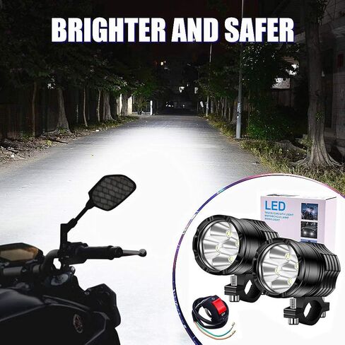Ourbest Motorcycle Led Driving Lights, 2x High/Low/Strobe Bicycle Dirt Bike Spotlights With Switch 12V 24V 40W in Saudi Arabia