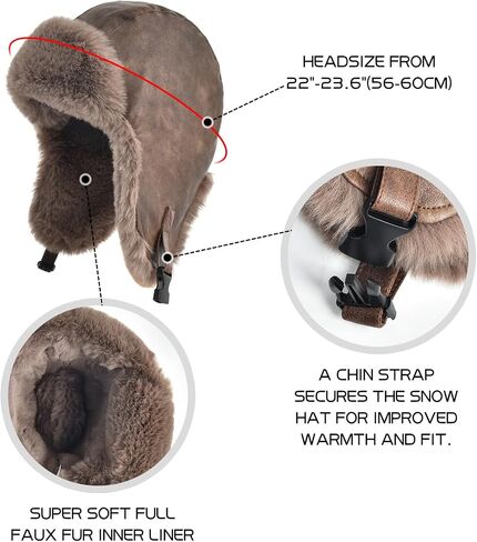 SOMALER Trapper Hat Men Women Winter Ushanka Hats Warm Faux Fur Aviator Trooper Hat in Kuwait