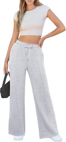 Womens Wide Leg Sweatpants Casual Loose Solid Pants Comfy Lounge Joggers Baggy Sweatpants in Saudi Arabia