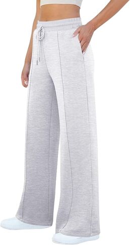 Womens Wide Leg Sweatpants Casual Loose Solid Pants Comfy Lounge Joggers Baggy Sweatpants in Saudi Arabia