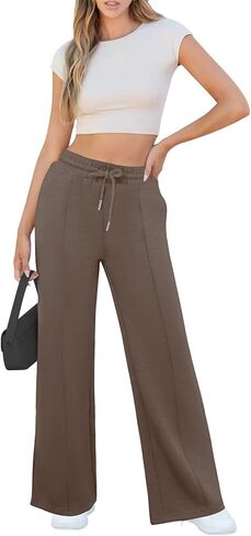 Womens Wide Leg Sweatpants Casual Loose Solid Pants Comfy Lounge Joggers Baggy Sweatpants in Saudi Arabia