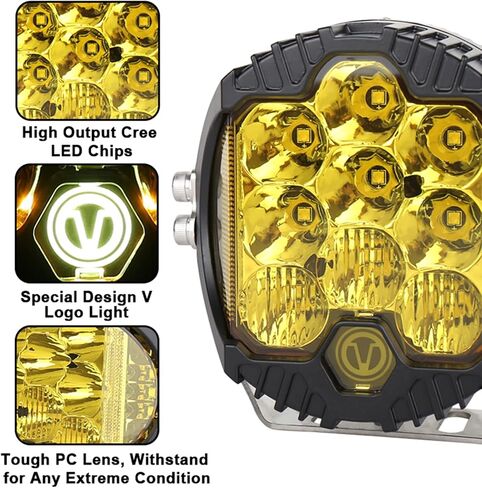 7 inch 90W Amber Yellow LED Driving Light Compatible with Wrangler Off Road Vehicle ATV UTV Cart Lighting Trucks Pickup F150 Work Light, Pack of 1 in Saudi Arabia