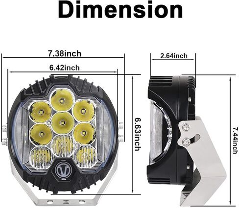 7 inch 90W Amber Yellow LED Driving Light Compatible with Wrangler Off Road Vehicle ATV UTV Cart Lighting Trucks Pickup F150 Work Light, Pack of 1 in Saudi Arabia