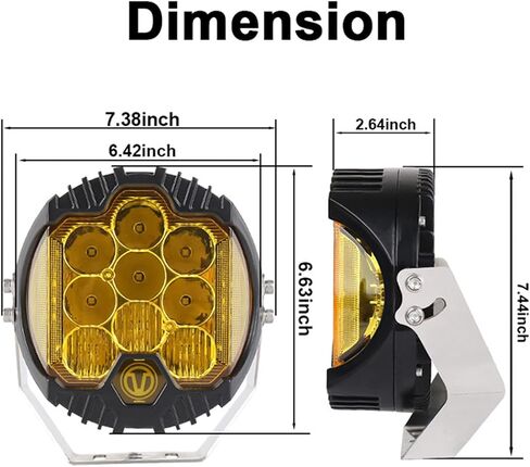 7 inch 90W Amber Yellow LED Driving Light Compatible with Wrangler Off Road Vehicle ATV UTV Cart Lighting Trucks Pickup F150 Work Light, Pack of 1 in Saudi Arabia