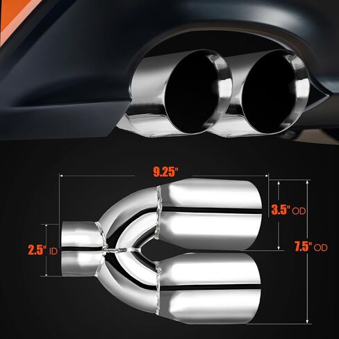 LCGP Dual Exhaust Tip 2.5 inch Inlet 3.5 inch Outlet Universal Car Stainless Steel Angle Cut 2-Packs Tailpipe(left and right) in Kuwait