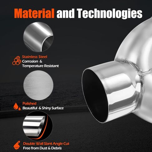 LCGP Dual Exhaust Tip 2.5 inch Inlet 3.5 inch Outlet Universal Car Stainless Steel Angle Cut 2-Packs Tailpipe(left and right) in Kuwait