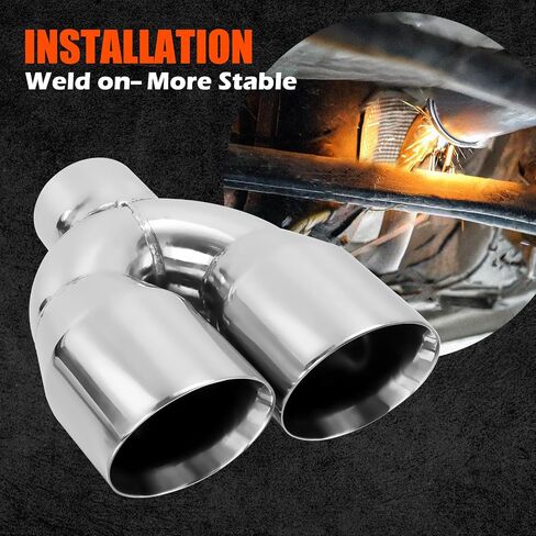 LCGP Dual Exhaust Tip 2.5 inch Inlet 3.5 inch Outlet Universal Car Stainless Steel Angle Cut 2-Packs Tailpipe(left and right) in Kuwait