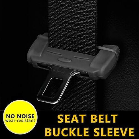 Car Seat Belt Buckle Covers, Seat Belt Clips Cover Protector for Car Safety Durable Silica Gel Anti-Scratch Protective Sleeve, Universal 2 Sets/4 Pcs Black in Saudi Arabia