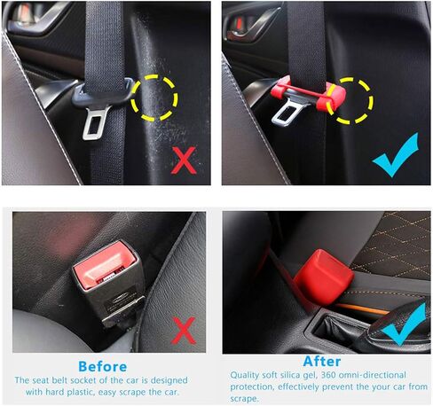 Car Seat Belt Buckle Covers, Seat Belt Clips Cover Protector for Car Safety Durable Silica Gel Anti-Scratch Protective Sleeve, Universal 2 Sets/4 Pcs Black in Saudi Arabia