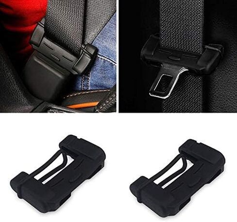 Car Seat Belt Buckle Covers, Seat Belt Clips Cover Protector for Car Safety Durable Silica Gel Anti-Scratch Protective Sleeve, Universal 2 Sets/4 Pcs Black in Saudi Arabia