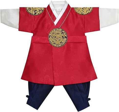 Korean Boy Gold Embroidery Hanbok 100days~10y/o Korean Traditional Dress Baby Boy Kids Hanbok 2 Colors in Kuwait