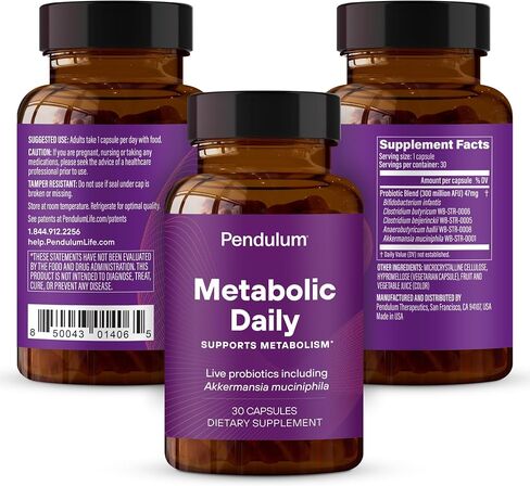 Pendulum Metabolic Daily - Multi-Strain Probiotic with Akkermansia Muciniphila to Support Metabolism and Sustain Energy Levels - for Women and Men - 30 Capsules (1 Pack) in Saudi Arabia