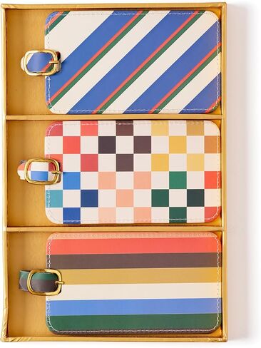 مجموعة بطاقات الأمتعة المكونة من 3 قطع من Eccolo، ومعرفات علامات الحقائب مع بطاقات الهوية، والجلد الصناعي، وإبزيم للإغلاق، له ولها، ولنا (محايدة، 2.5 × 4.5 بوصة) in Kuwait