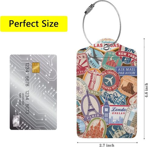 2 Pack Luggage Tags for Suitcases, Travel Stamp Luggage Tag, Leather Stainless Steel Loop Label Tag for Women Girl Travel Bag Suitcase in Saudi Arabia