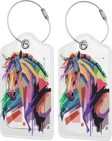 2 Pack Luggage Tags for Suitcases, Travel Stamp Luggage Tag, Leather Stainless Steel Loop Label Tag for Women Girl Travel Bag Suitcase in Saudi Arabia