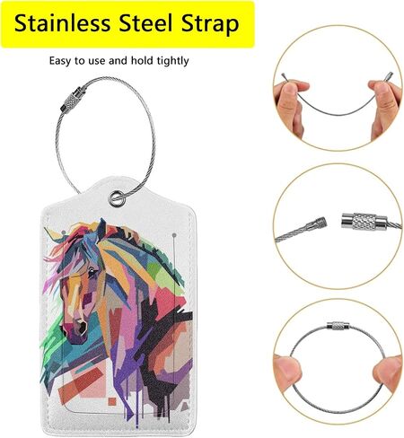 2 Pack Luggage Tags for Suitcases, Travel Stamp Luggage Tag, Leather Stainless Steel Loop Label Tag for Women Girl Travel Bag Suitcase in Saudi Arabia