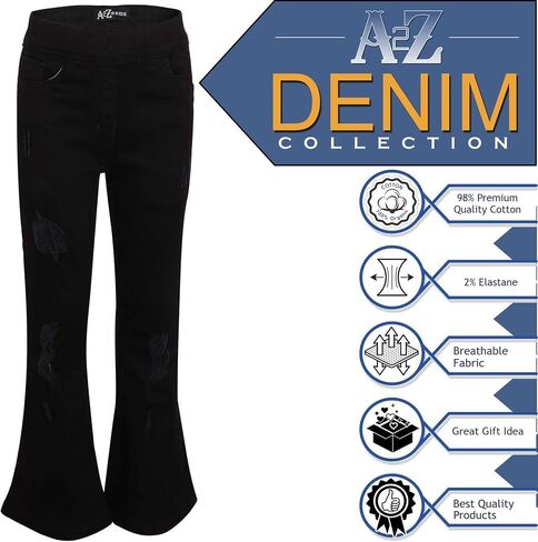 A2Z 4 Kids Girls Stretchy Denim Jeans Jeggings Comfort Bell Bottom Ripped Flared Fashion for Girls Age 5-13 Years in Saudi Arabia