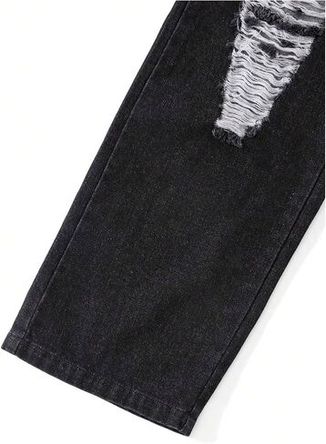Floerns Girl's Elastic Waist Ripped Long Jeans Wide Leg Y2K Streetwear Denim Pants in Saudi Arabia