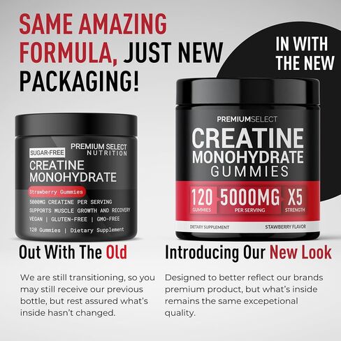 Creatine Monohydrate Gummies Strawberry for Men & Women, 100% Pure Creatine Gummies, 5g per Serving + Vegan, Sugar Free, No Bloat + Strength, Energy, Muscle Recovery + Growth & Booty Gain - 120 Count in Saudi Arabia