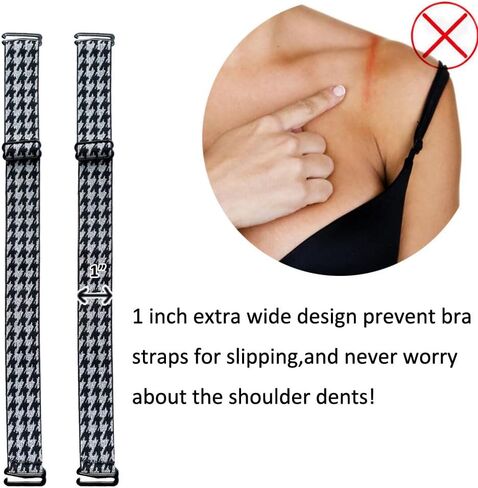 Wide Black Decorative Bra Straps Replacement for Strapless Dress/Bra, Sparkle Plaid Fancy Bra Straps for Women in Kuwait