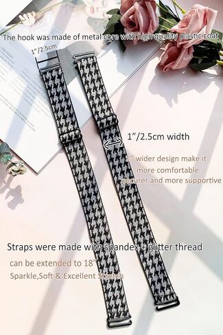 Wide Black Decorative Bra Straps Replacement for Strapless Dress/Bra, Sparkle Plaid Fancy Bra Straps for Women in Kuwait