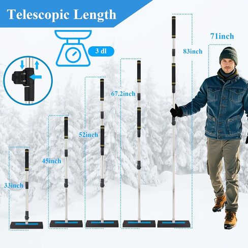 Snow Pusher for Car, 33"-67.2" Telescoping Snow Broom for Truck with Foam Head Professional Snow Remover for Cars and Trucks Convenient Portable Storage. (33-67.2inch) in Kuwait