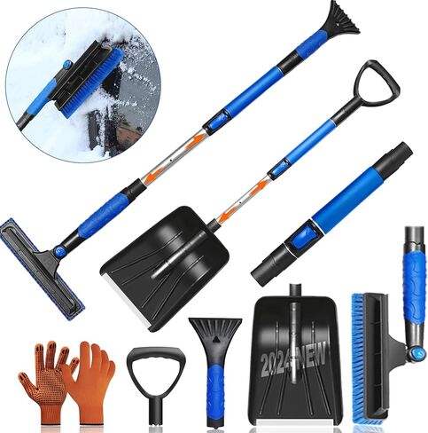 4 in 1 Extendable Ice Scrapers for Car Windshield, 48.5" More Sturdy Snow Shovel 270°Snow Brush for Car Kit with Ergonomic Foam Grip for Car Vehicle Window Tool, Truck, SUV in Saudi Arabia